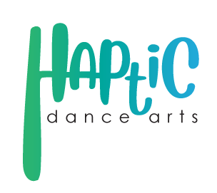 Blue green wordmark for Haptic Dance Arts.
