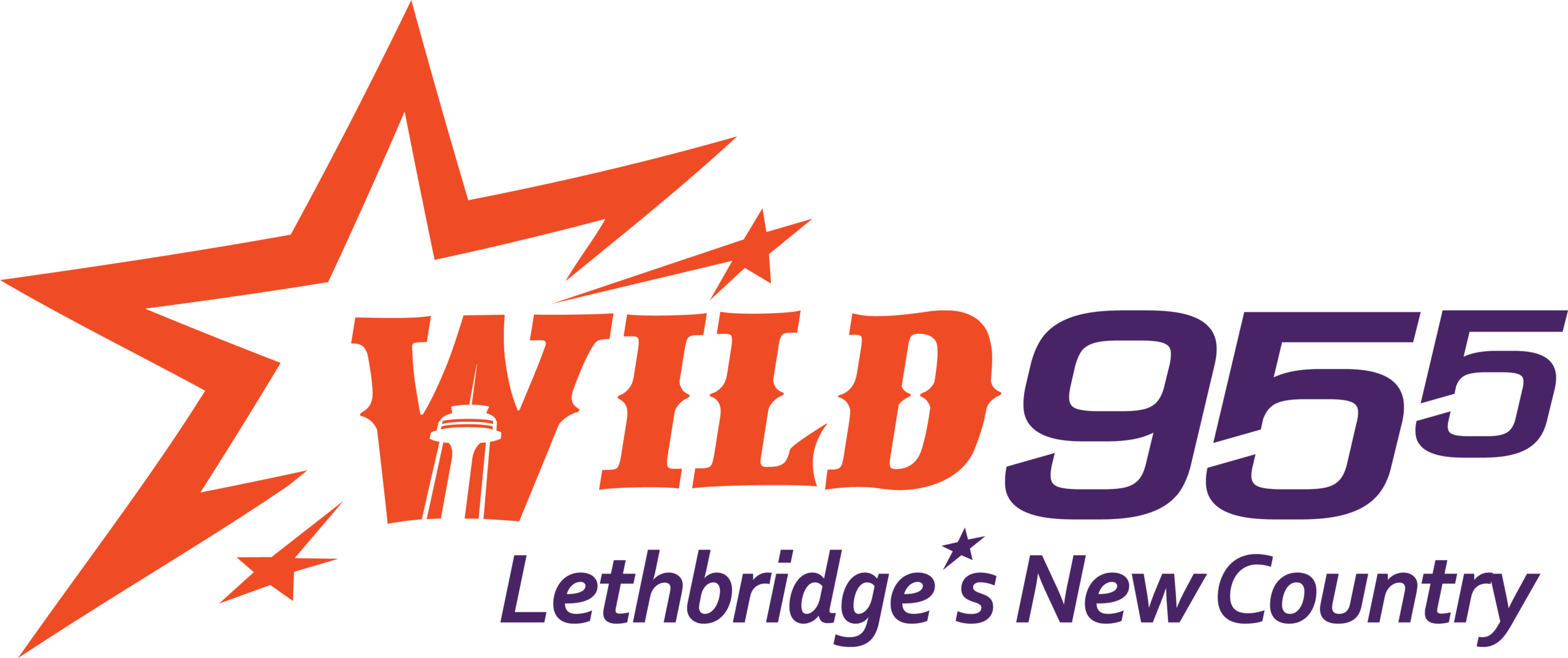 Wild 95.5 logo in red and purple